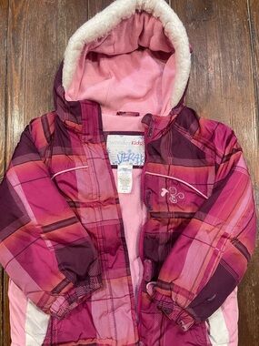Wonderkids Pink Plaid Hooded Puffer Jacket